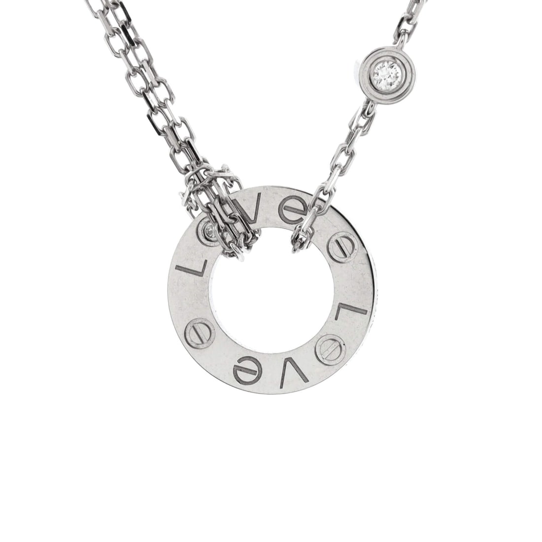 Cartier 2 Diamonds Love Pendant Necklace 18K White Gold with Diamonds (1 of 3)
