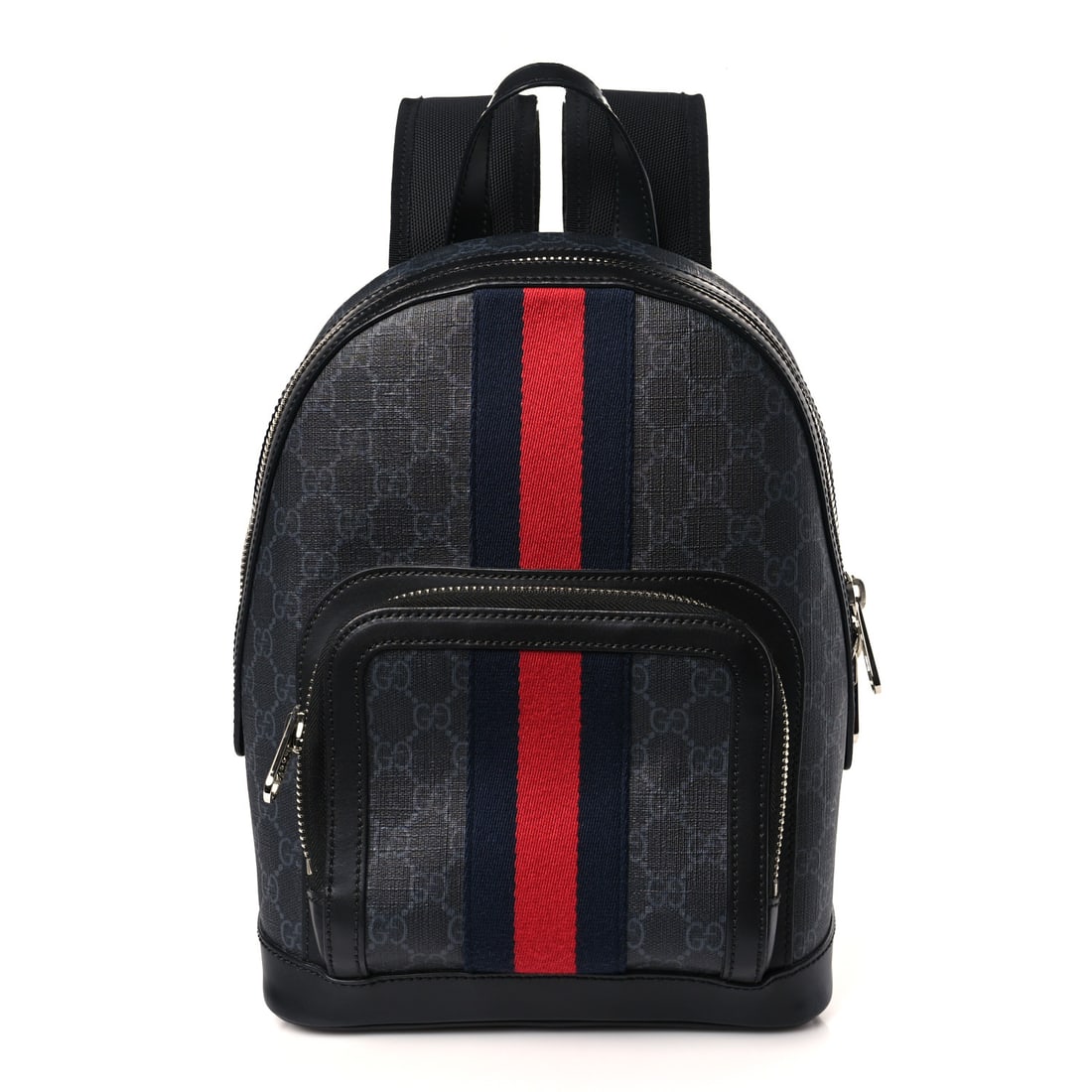 Gucci GG Supreme Monogram Appia Calfskin Web Small Day Backpack Black (1 of 9)