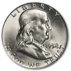 1958-D Franklin Half Dollar BU (1 of 2)