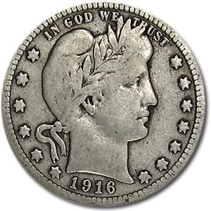 1916-D Barber Quarter Good/VG (1 of 1)