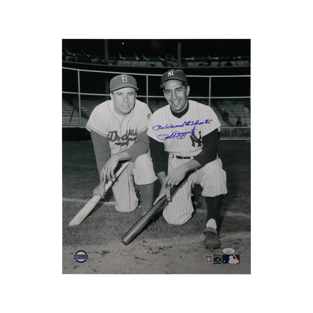 Phil Rizzuto with New York: Phil Rizzuto with New York Yankees "Pee Wee & The Scooter" Inscription Autographed 16x20 Photo (JSA Authentication) Phil Rizzuto, aka "The Scooter," was one of the great New York Yankees. Throughout h