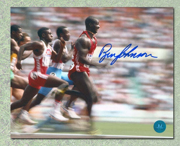 Ben Johnson Canada Autographed Olympic Games: Ben Johnson Canada Autographed Olympic Games Running Fast 8x10 Photo Ben Johnson Canada Autographed Olympic Games Running Fast 8x10 Photo SKU no: RBJ7240537997400