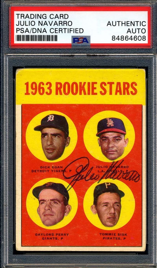 julio navarro PSA DNA signed 1963: julio navarro PSA DNA signed 1963 topps rookie stars autograph Julio Navarro PSA DNA Signed 1963 Topps Rookie Stars Autograph SKU no: RBJ7869849829464