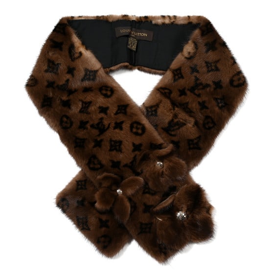 Louis Vuitton Monogram Mink Fur: Louis Vuitton Monogram Mink Fur Stole SKU no: RBJ1419953 Brand: LOUIS VUITTON Condition: Excellent Condition Details: Hardware: Faint scratch(es) Length: 46 in Width: 5.5 in Thi