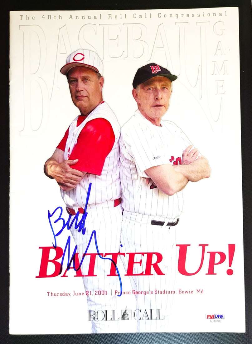 Bud Selig MLB Commissioner Signed Cover: Bud Selig MLB Commissioner Signed Cover of "The 40th Annual Roll Call Congressional Baseball Game Program June 21,2001 (PSA) This is a Bud Selig MLB Commissioner Signed Cover of "The 40th Annual Roll