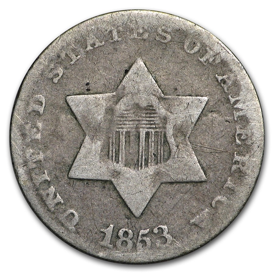 1853 Three Cent Silver VG (1 of 2)