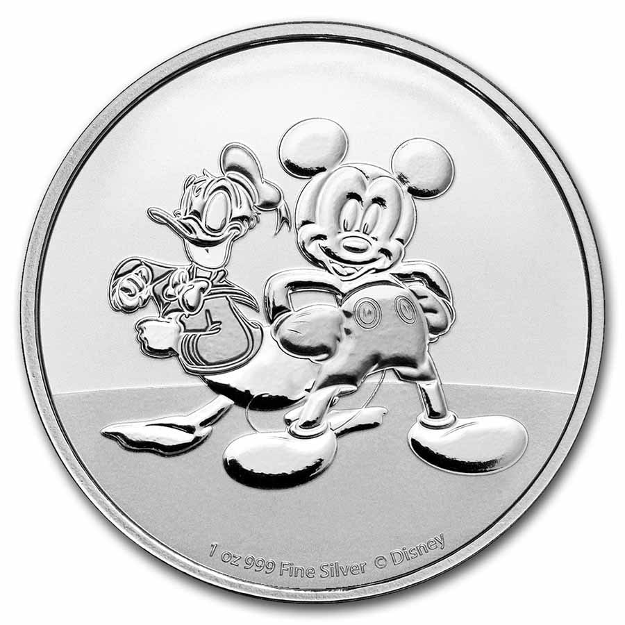 2023 Niue 1 oz Silver $2: 2023 Niue 1 oz Silver $2 Disney Mickey & Donald BU SKU no: RBJ263518 Year: 2023 Grade: Brilliant Unc Grade Service: None Denomination: 2 Dollars Mint Mark: Not Shown Metal Content: 1 troy