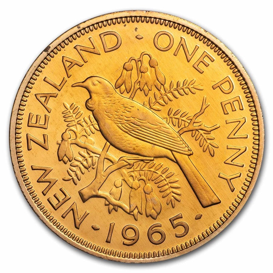1965 New Zealand Bronze Penny Tui (1 of 2)