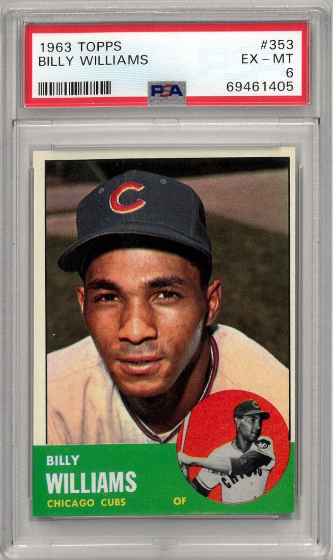 Billy Williams 1963 Topps Baseball Card: Billy Williams 1963 Topps Baseball Card #353 - PSA Graded 6 EX-MT (Chicago Cubs) Billy Williams 1963 Topps Baseball Card #353 - PSA Graded 6 EX-MT (Chicago Cubs) SKU no: RBJ7356135768152