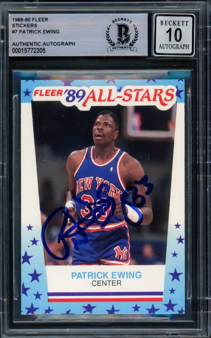 Patrick Ewing Autographed 1989-90 Fleer: Patrick Ewing Autographed 1989-90 Fleer Sticker Card Knicks Gem 10 Auto Beckett Patrick Ewing Autographed 1989-90 Fleer Sticker Card Knicks Gem 10 Auto Beckett SKU no: RBJ7367146176600