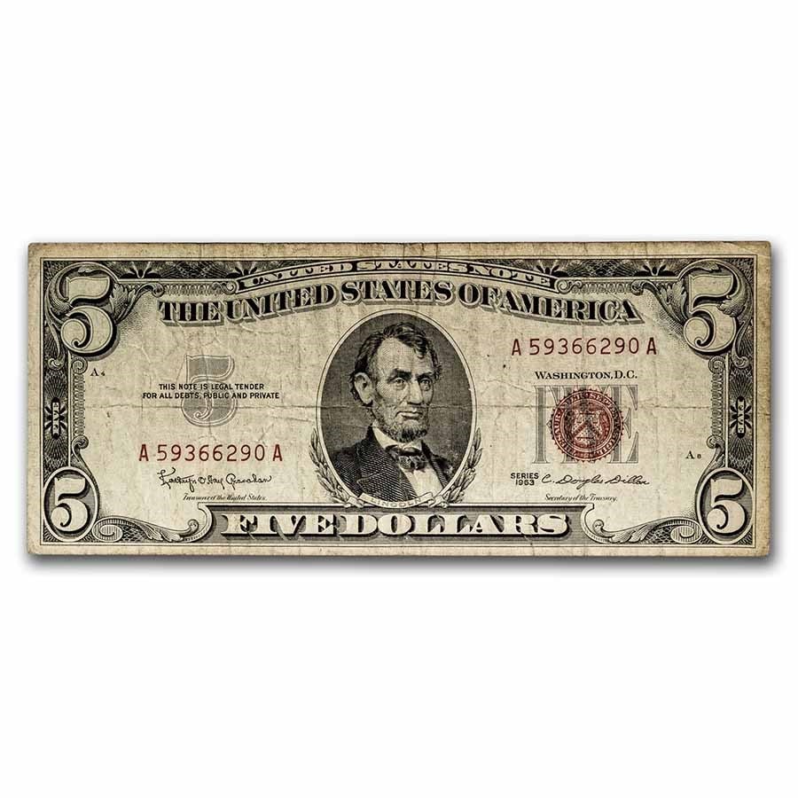 1963 $5.00 U.S. Note Red (1 of 2)