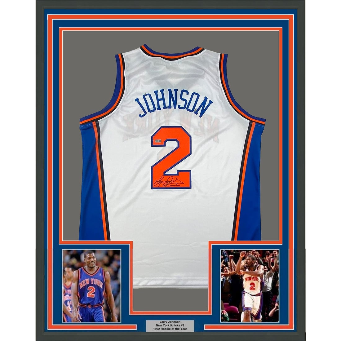 framed autographed/signed larry johnson 33x42: framed autographed/signed larry johnson 33x42 new york white jersey steiner COA Framed Autographed/Signed Larry Johnson 33x42 New York White Jersey Steiner COA SKU no: RBJ7888878075992