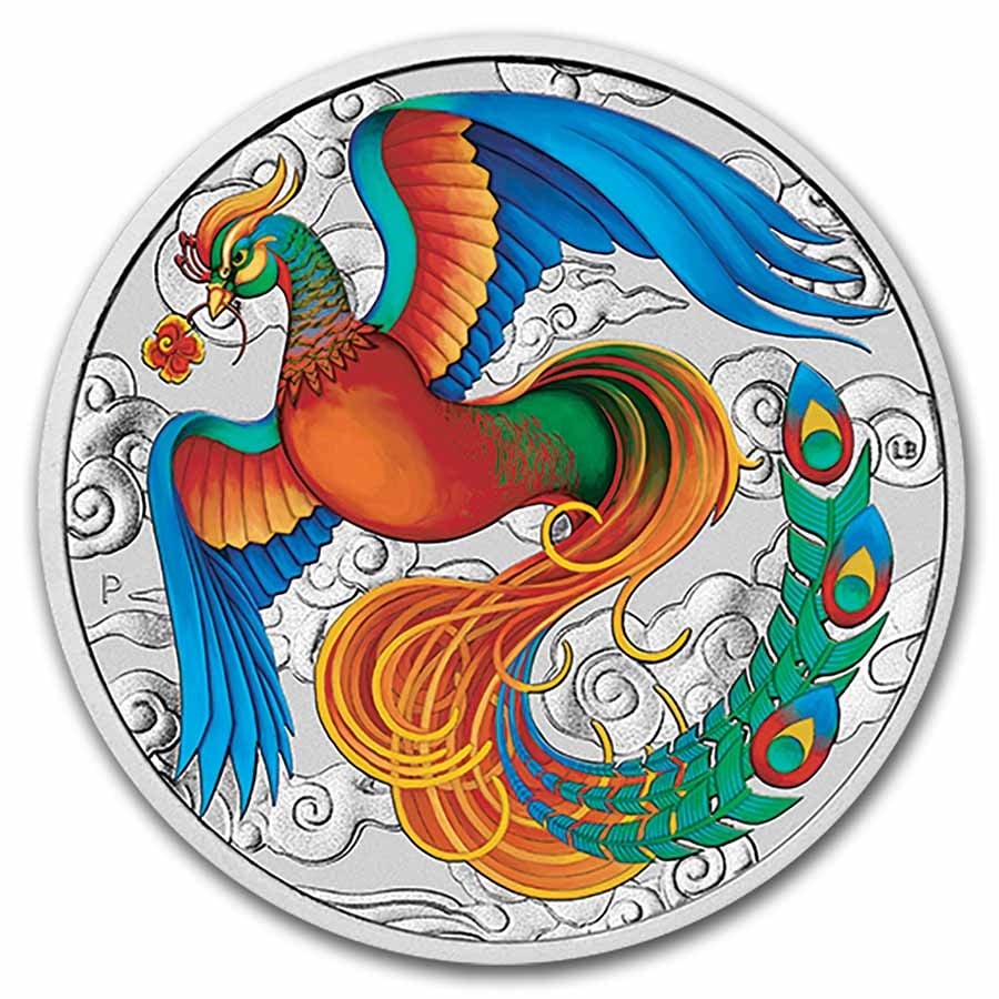 2022 AUS 1 oz Silver: 2022 AUS 1 oz Silver Phoenix Vivid Colorized BU (in Capsule) SKU n: RBJ251049 Year: 2022 Grade: Brilliant Unc Grade Service: None Denomination: 1 Dollar Mint Mark: P - Perth Metal Content