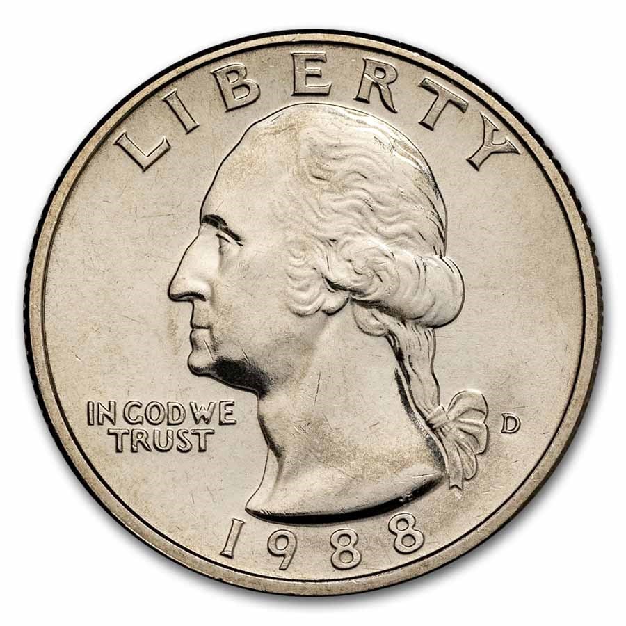 1988-D Washington Quarter 40-Coin Roll: 1988-D Washington Quarter 40-Coin Roll BU SKU n: RBJ38617 Year: 1988 Grade: Brilliant Unc Grade Service: None Denomination: 25 Cents Mint Mark: D - Denver Metal Content: 0 troy oz