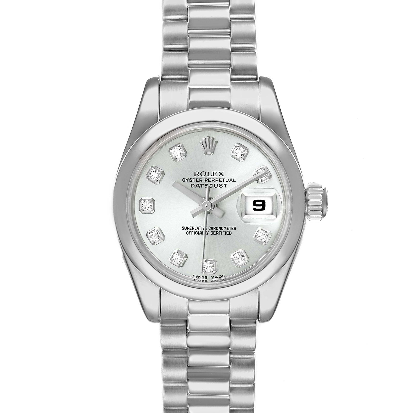 Rolex President Platinum Silver Diamond: Rolex President Platinum Silver Diamond Dial Watch 179166 SKU no: RBJ33612 Brand: Rolex Model Name: Rolex President Platinum Silver Diamond Dial Watch 179166 Model Number: 179166 Year: 2001 - 2002 <b