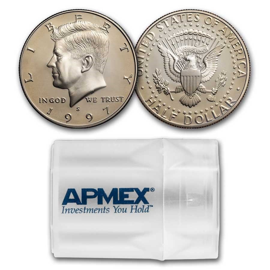 1997-S Kennedy Half Dollar 20-Coin: 1997-S Kennedy Half Dollar 20-Coin Roll Proof SKU no: RBJ286378 Year: 1997 Grade: Proof Grade Service: None Denomination: 50 Cents Mint Mark: S - San Francisco Metal Content: 0 troy oz <b