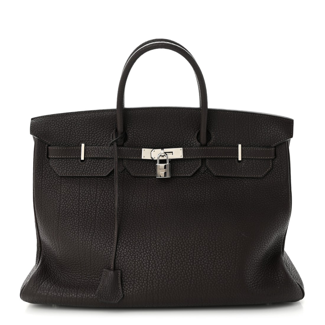 Fjord Birkin 40 Ebene: Hermes Fjord Birkin 40 Ebene Brand: HERMES Condition: Shows Wear Condition Details: Exterior: Corner wear, creases, scuffs, structure wear, edge wear, painted or dyed, Handle: Wear at resin glazing, s