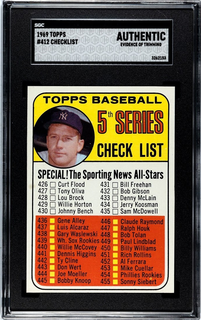 1969 topps checklist 426-512 w/ (1 of 2)