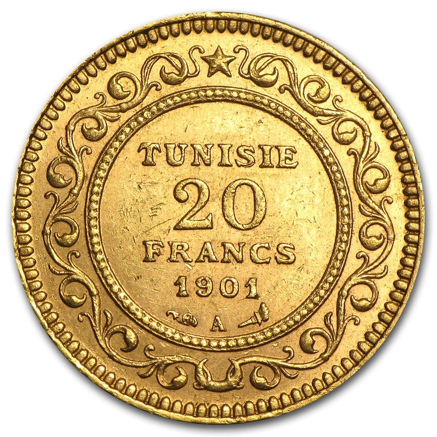 1891-1904 Tunisia Gold 20 Francs (1 of 2)