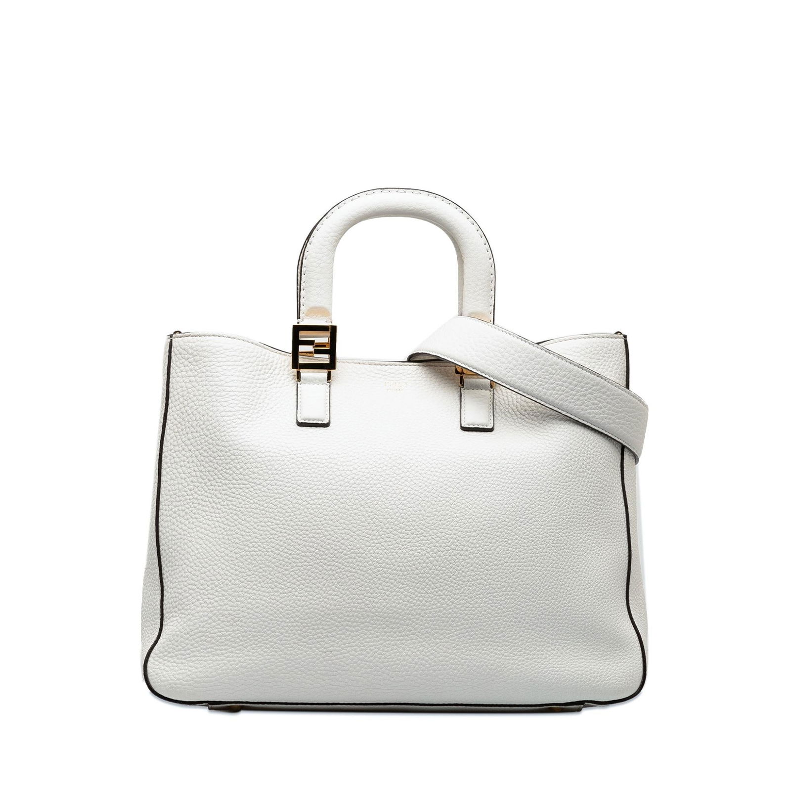 Fendi Medium Selleria FF Tote: Fendi Medium Selleria FF Tote Condition Quality: Exterior Front stained with Other. Exterior Back stained with Other. Exterior Bottom stained with Other. Exterior Handle Worn. Exterior Handle stained