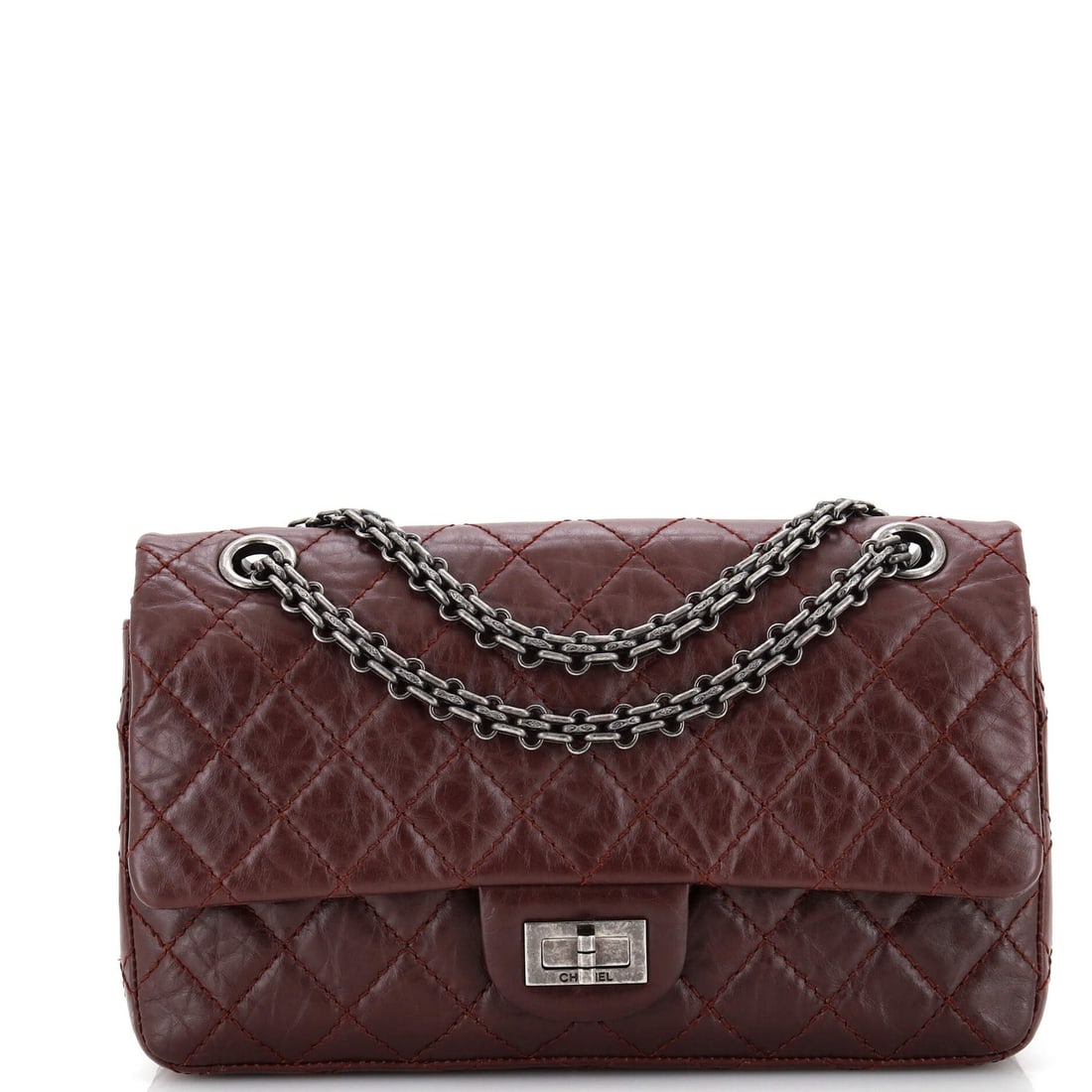 Chanel Reissue 2.55 Flap Bag: Chanel Reissue 2.55 Flap Bag Quilted Aged Calfskin 225 Exterior Color: Red Interior Color: Red Exterior Material: Leather Interior Material: Leather Hardware Color: Aged Silver Accessories: No Acc