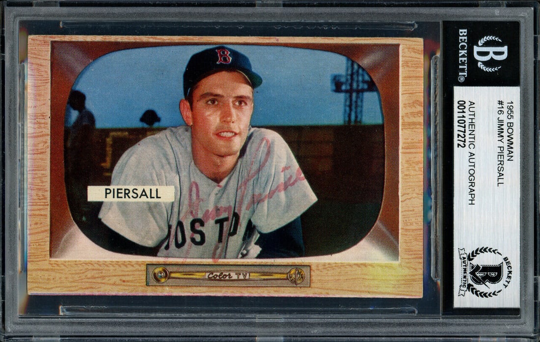 Jim Piersall Autographed Signed 1955 Bowman Card #16 Red Sox Beckett 11077272 (1 of 2)
