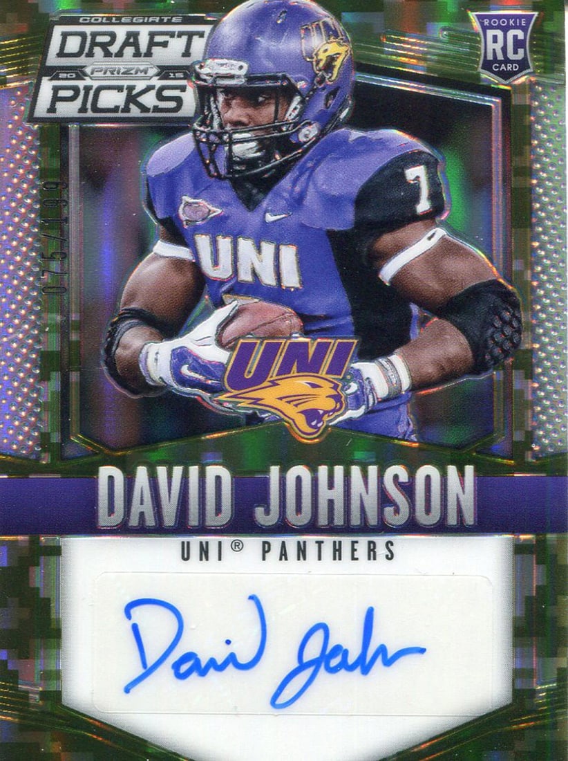 david johnson autographed 2015 panini collegiate draft picks prizm card: david johnson autographed 2015 panini
