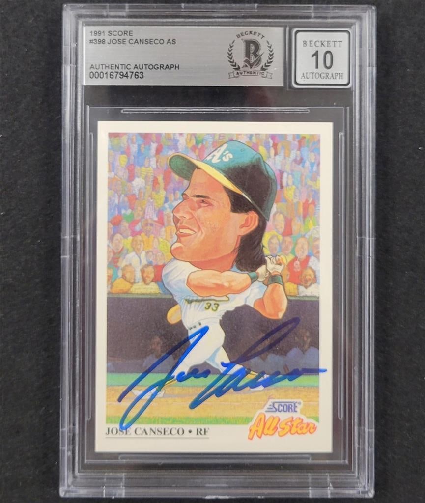 jose canseco signed 1991 score all-star as #398 card autograph 763  BAS 10 auto (1 of 2)