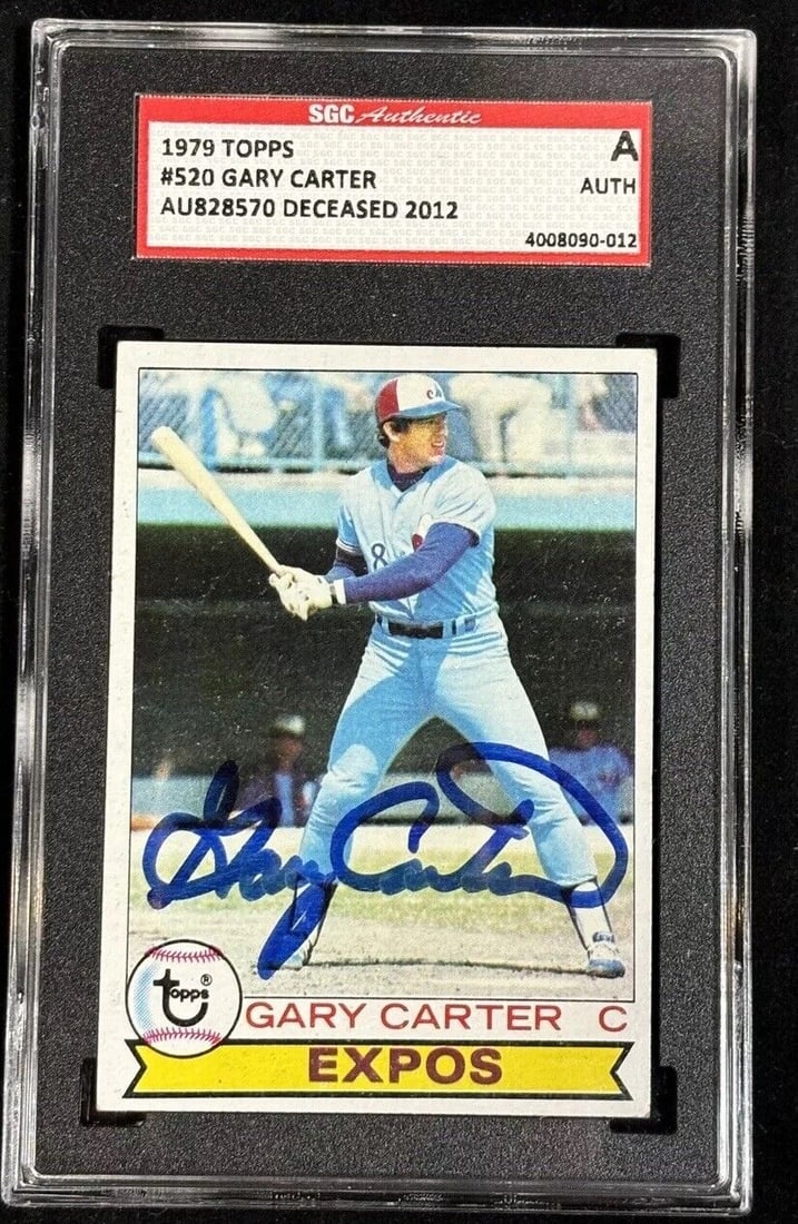 1979 topps #520 gary carter on card bold autograph SGC authentic COA expos HOF: 1979 topps #520 gary carter