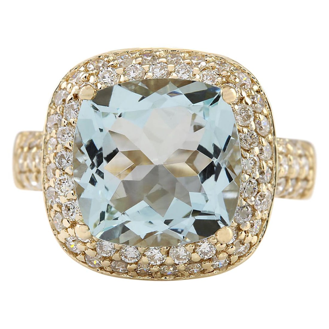 Aquamarine 14K Yellow Gold Diamond Ring (1 of 4)