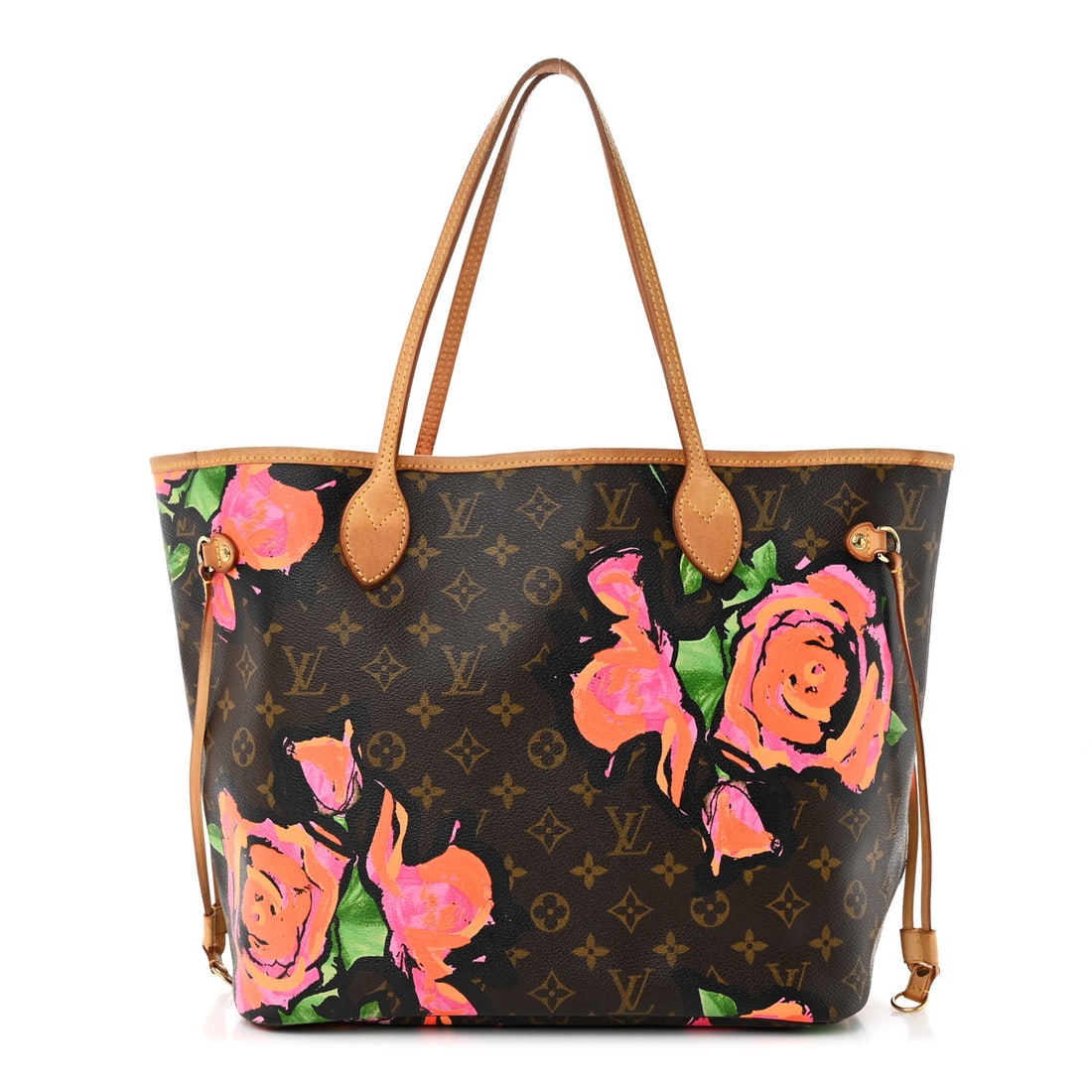 Louis Vuitton LOUIS VUITTON Monogram: Louis Vuitton LOUIS VUITTON Monogram Roses Neverfull MM Brand: LOUIS VUITTON Condition: Shows Wear Condition Details: Exterior: Creases, patina of vachetta, edge wear, wear at resin glazing, liquid ma