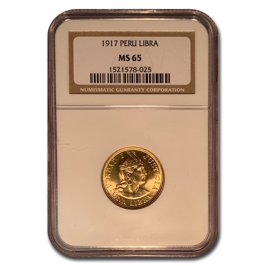 1917 Peru Gold 1 Libra MS-65 (1 of 3)