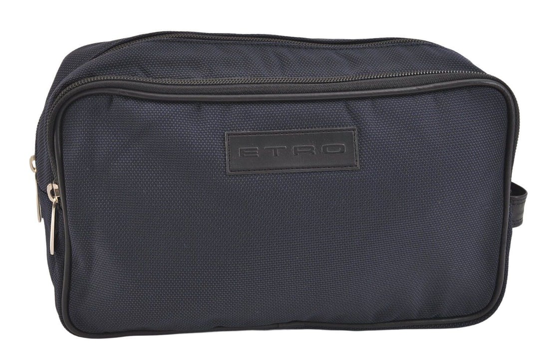 Authentic ETRO Vintage Clutch Hand Bag: Authentic ETRO Vintage Clutch Hand Bag Purse Nylon Leather Navy Blue 9511K Condition: Pre-owned Brand: ETRO Style: Clutch bag Size: See description Bag Height: 6.3inches(16cm) Bag Depth: 3.9inches