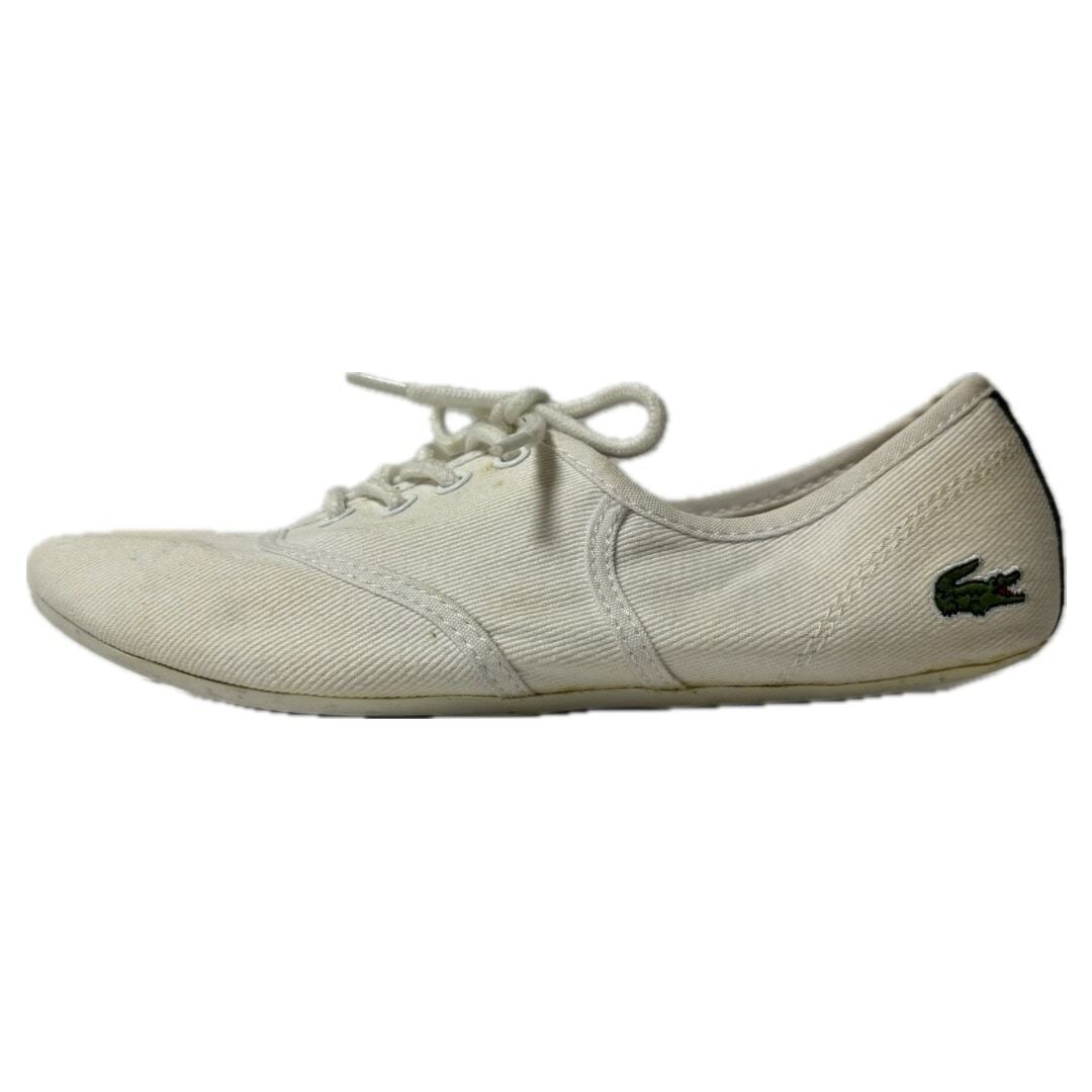 Auth Lacoste - White Canvas Womens: Auth Lacoste - White Canvas Womens Sneakers Condition: Pre-owned Brand: Lacoste Style: Sneakers Color: White Upper Material: Canvas ConditionRank: 6 Department: Womens Type: Snea
