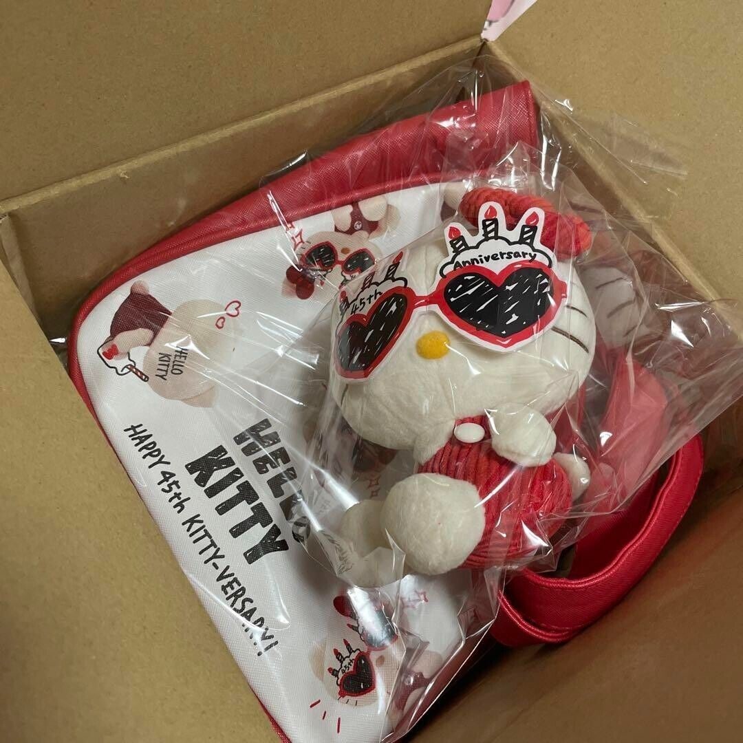 Hello Kitty Super rare 45th limited: Hello Kitty Super rare 45th limited tote bag & stuffed animal mascot Used Condition: Pre-Owned Seller Notes: ?Ive Pre-Owned it a couple of times, so there are some small stains, scuffs on the corners,