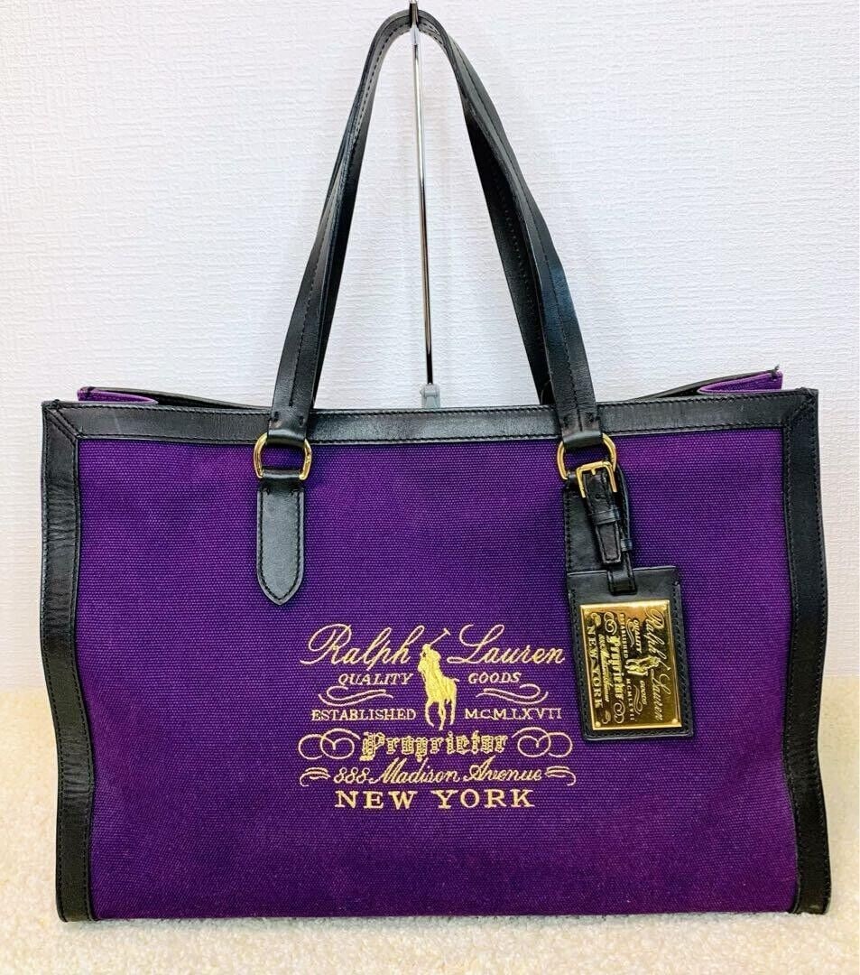Ralph Lauren Tote Bag Storage: Ralph Lauren Tote Bag Storage Shoulder Canvas Purple Used Condition: Pre-owned Detail Notes: ?Vertical 30, width 42, gusset 17, handle height 17 cm:Almost no damage or signs of use.? Bag Width: NA Clo