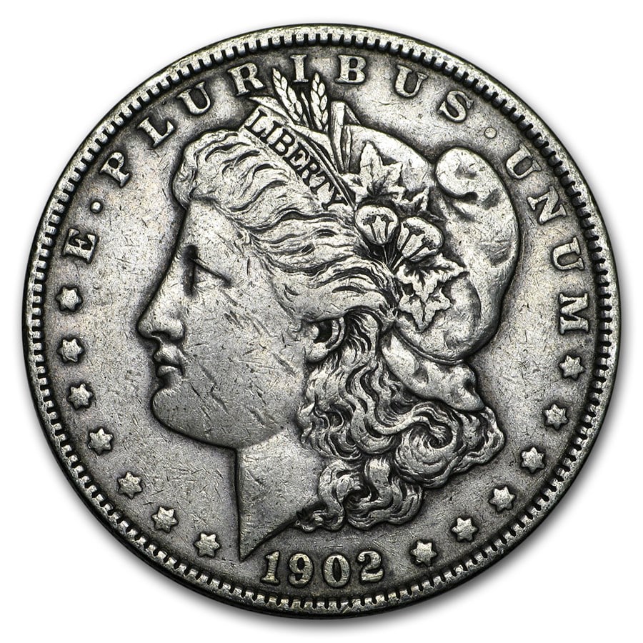 1902 Morgan Dollar VG/VF: 1902 Morgan Dollar VG/VF SKU no: RBJ9204 Year: 1902 Grade: Very Good/Very Fine Grade Service: None Denomination: $1.00 Mint Mark: P - Philadelphia (Not Shown) Metal Content: 0.7734 troy o