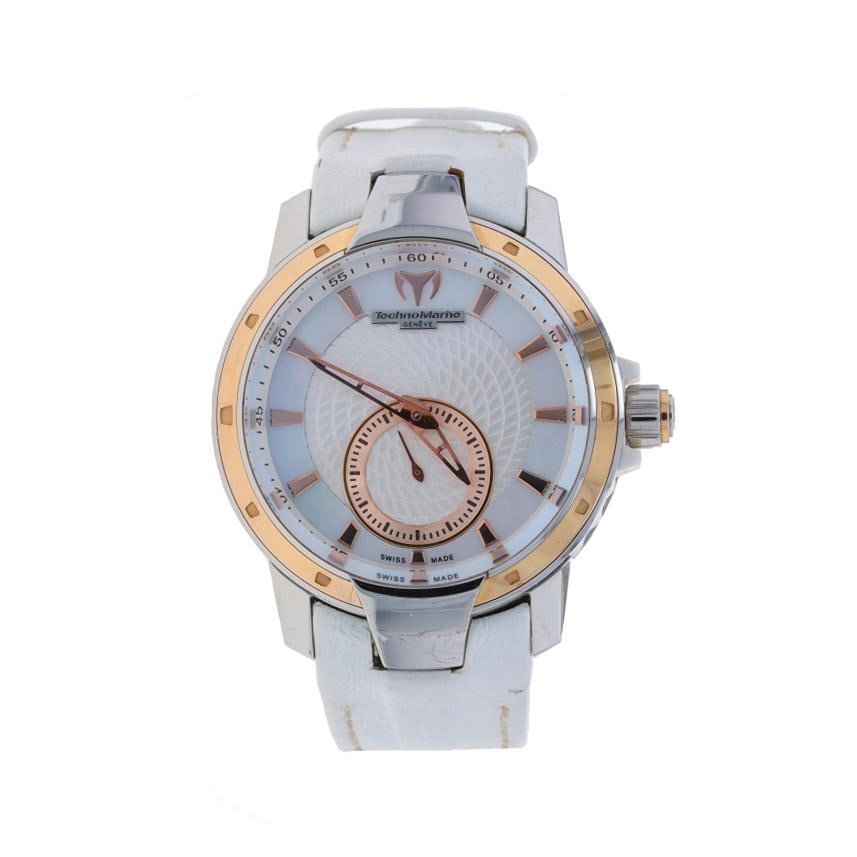 TechnoMarine UF6 Lady Wristwatch - Stainless: TechnoMarine UF6 Lady Wristwatch - Stainless Steel Quartz Ladies 1 Year Warranty Brand: Techno Marine Case Material: Steel, Stainless Steel Weight: 67.3 g Strap Material: Leather Period: 21st Cent