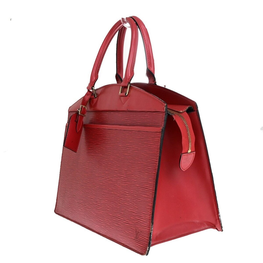 LOUIS VUITTON LV Riviera Tote Hand: LOUIS VUITTON LV Riviera Tote Hand Bag Epi Leather Red France M48187 61EB447 Condition: Pre-owned Detail Notes: ?Outside pocket and inside are peeled and dirty(JUNK).Welt and handle have cracks.Please
