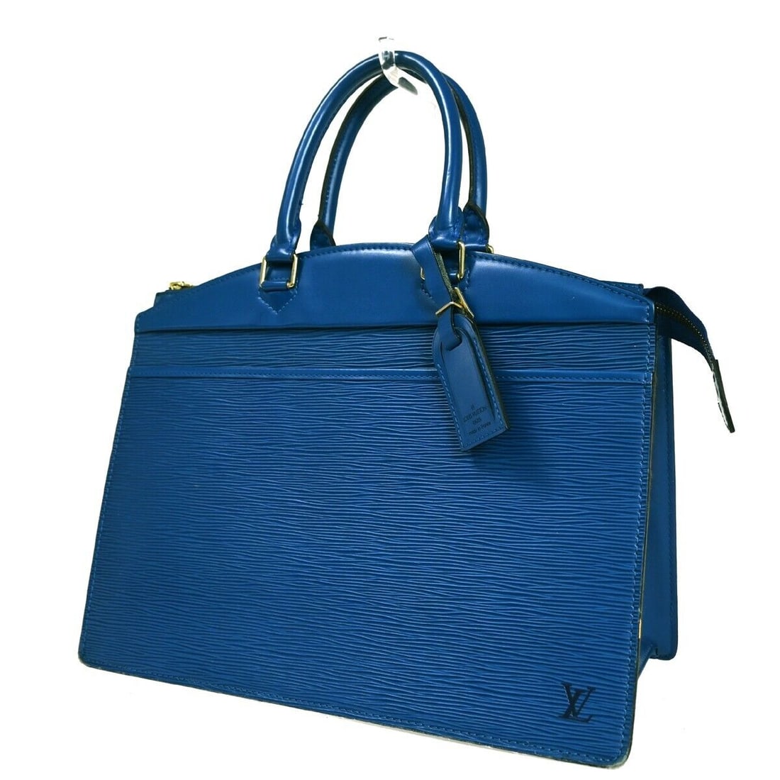LOUIS VUITTON LV Logo Riviera Hand: LOUIS VUITTON LV Logo Riviera Hand Bag Epi Leather Blue France M48185 64EA211 Condition: Pre-owned Important Notes: ?Outside pocket and inside is peeled and dirty(JUNK).Please check a photograph and t