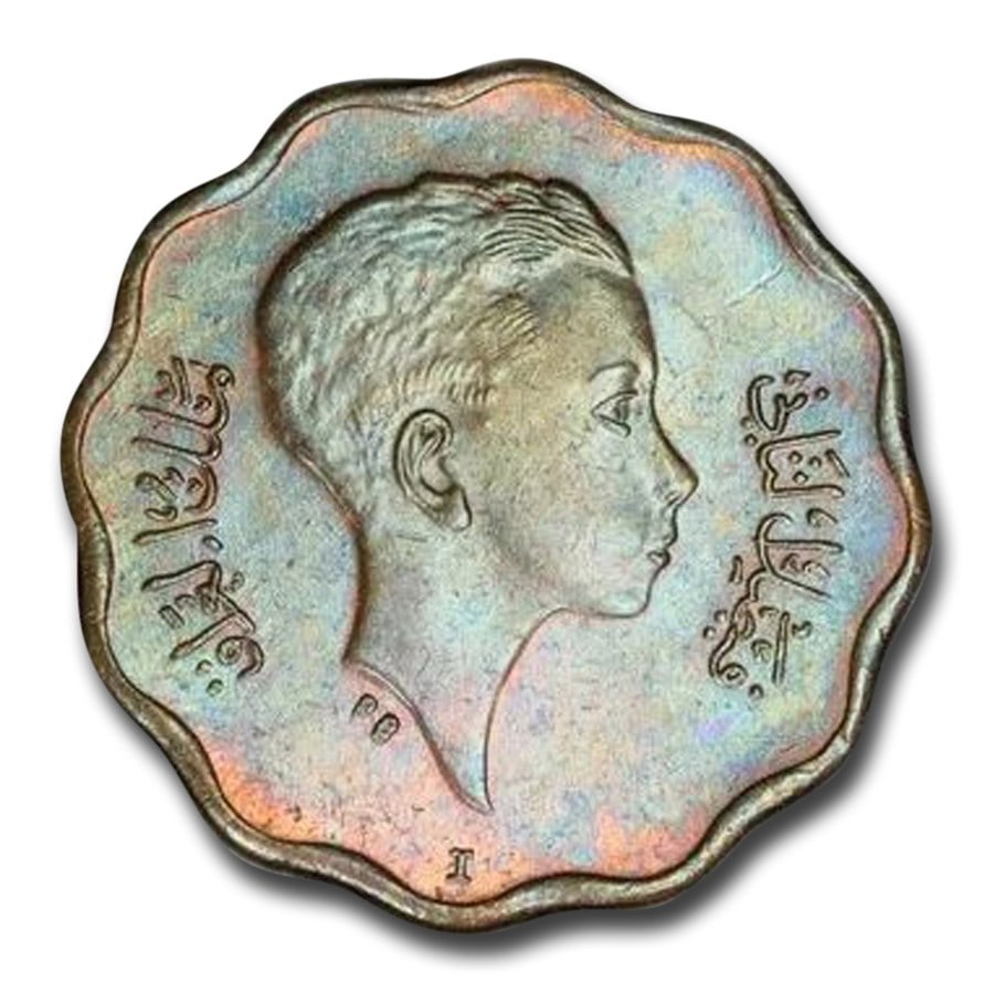1943 Iraq 4 Fils MS-62 PCGS: 1943 Iraq 4 Fils MS-62 PCGS (Brown) SKU no: RBJ307817 Year: 1943 Grade Service: PCGS Denomination: 4 Fils Metal Content: 0 troy oz Purity: None Diameter: 0 mm
