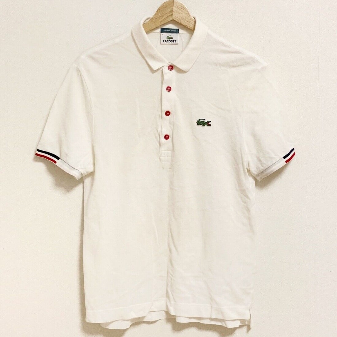 Authentic Lacoste - Cream Red Dark: Authentic Lacoste - Cream Red Dark Navy Polo Shirt Condition: Pre-owned Brand: Lacoste Style: Polo Shirt Color: Cream, Red, Dark Navy Material: Please see the photo of the quality tag ConditionRan