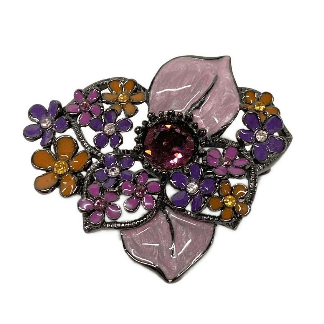 Authentic ANNA SUI Pink Purple Orange: Authentic ANNA SUI Pink Purple Orange Hardware Color Stone Brooch Condition: Pre-owned Brand: ANNA SUI Style: Brooch Color: Pink, Purple, Orange Material: Hardware, Color Stone Note: This will be