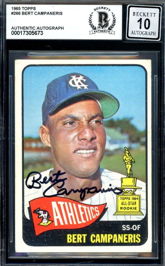 bert campaneris GEM mint 10 beckett: bert campaneris GEM mint 10 beckett BAS signed 1965 topps rookie autograph Bert Campaneris Gem Mint 10 Beckett BAS Signed 1965 Topps Rookie Autograph SKU no: RBJ8197395480664 Guidelines for Bidding We
