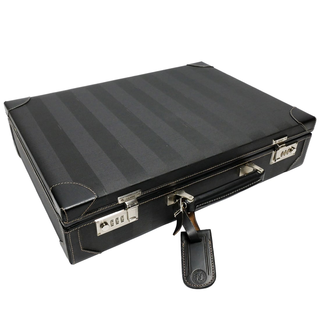 OLD FENDI PVC Coated Leather Attache: OLD FENDI PVC Coated Leather Attache Trunk Briefcase Bag Vintage Pecan Black Condition: Pre-owned Brand: FENDI Style: Hand Bag Exterior Material: Leather Exterior Color: Unknown Department: Ladies