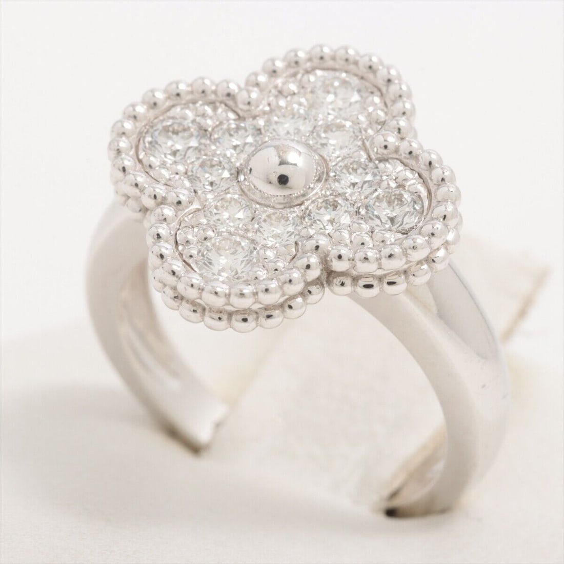 Van Cleef & Arpels Vintage Alhambra: Van Cleef & Arpels Vintage Alhambra diamond Ring 750(WG) 6.3g 47 VCARO26N47 Condition: Pre-owned Important Notes: ?Fair+ : Used with some noticeable scratches and/or stains. A3255800? Style: Ring Mate