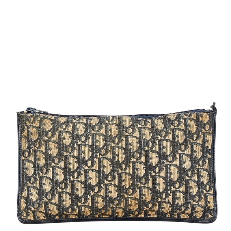 Christian Dior Trotter Clutch Bag Second: Christian Dior Trotter Clutch Bag Second Bag Navy Beige Canvas Leather Condition: Pre-owned Brand: DIOR Department: Ladies Type: Ring Exterior Color: Unknown Style: Hand Bag Exterior Mate
