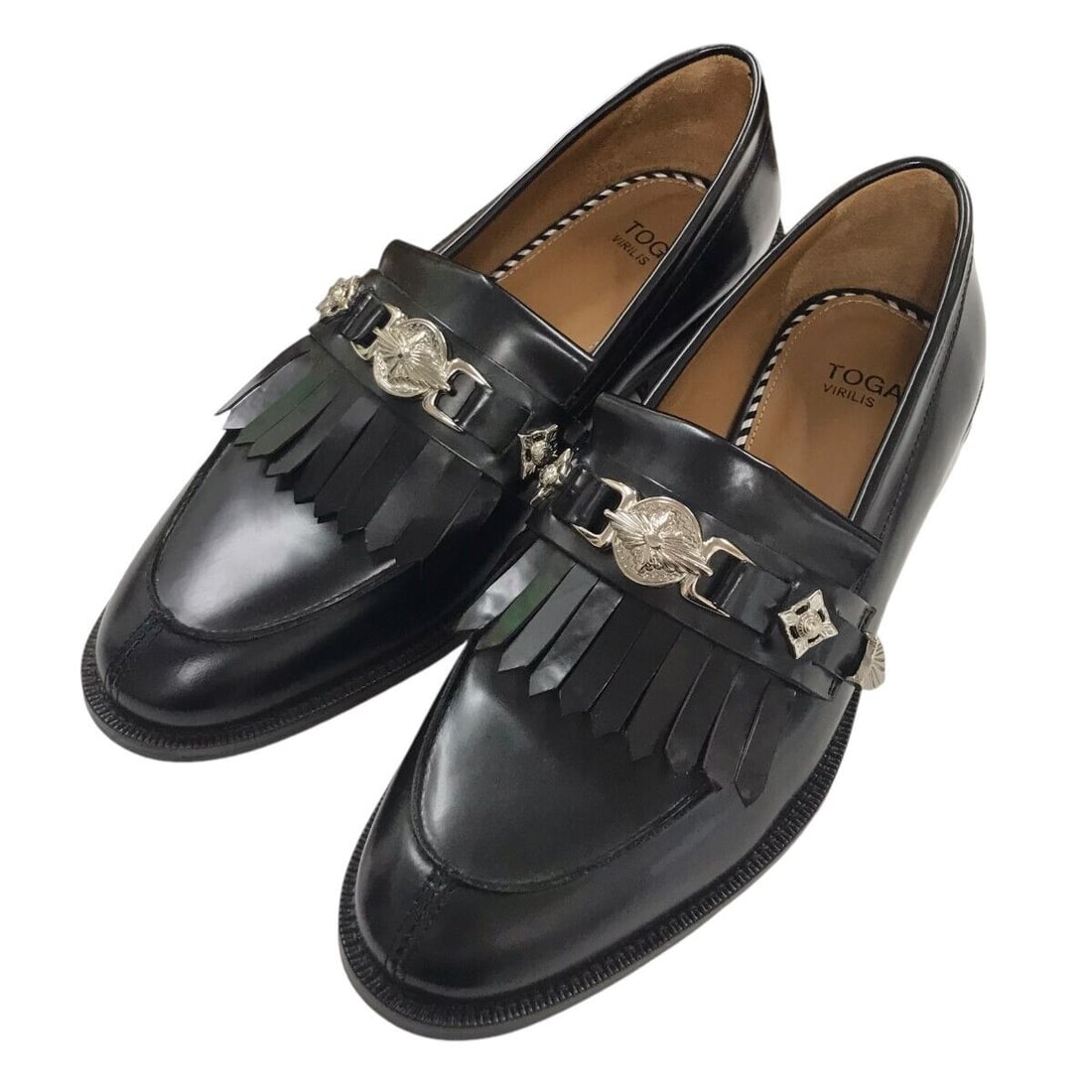 TOGA VIRILIS Fringe Metal Loafers Black: TOGA VIRILIS Fringe Metal Loafers Black Size: 42 191024 vi Condition: Pre-owned Brand: TOGA Country: Japan SN: MOR_0820 US Shoe Size: NA Type: Dress Style: NA Color: Multicolor <