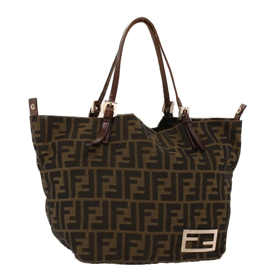 FENDI Zucca Canvas Hand Bag Brown (1 of 10)