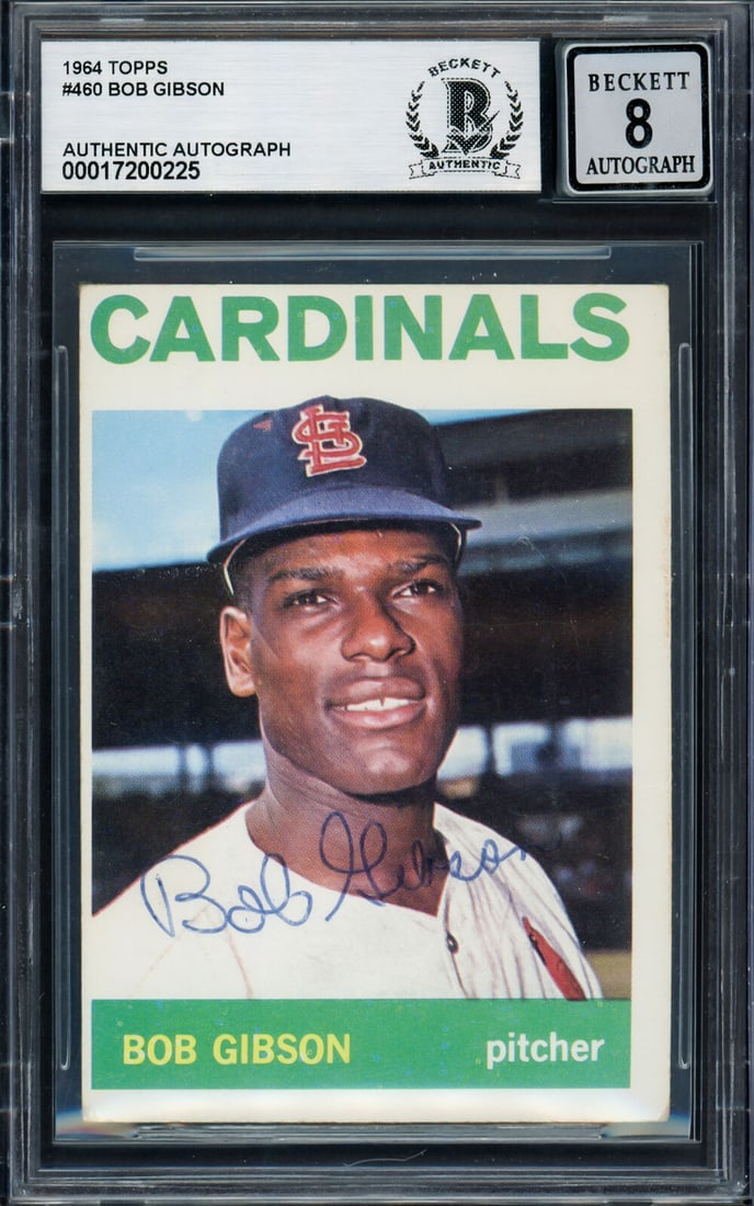 bob gibson 1964 topps card auto grade near mint/mint 8 vintage beckett (1 of 2)